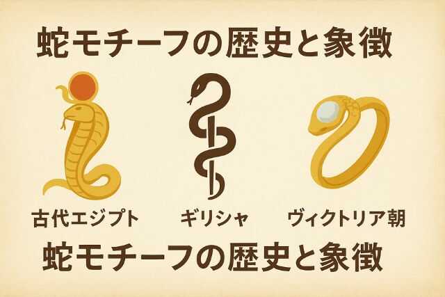 蛇モチーフの歴史的な意味を示す文化的シンボルのイラスト