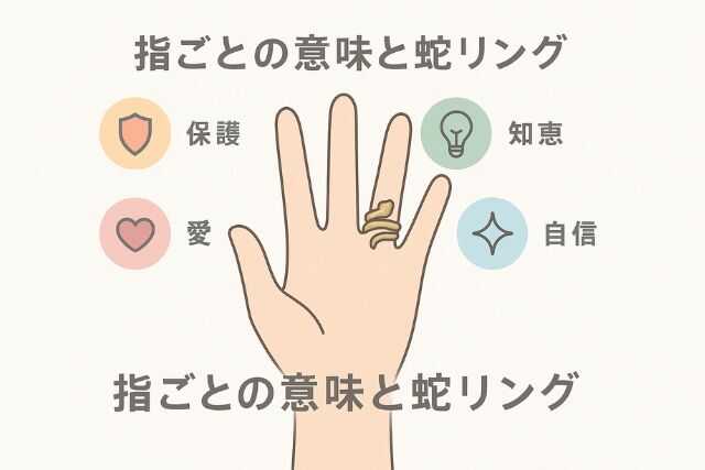 指ごとの意味と蛇リングの関係を示す図解