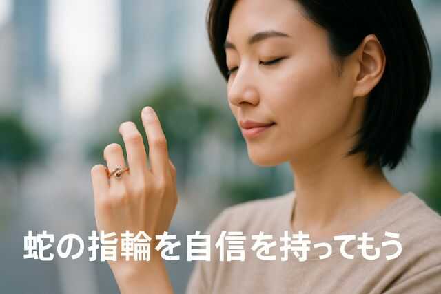 蛇の指輪を自信を持って楽しむ人物の穏やかなポートレート