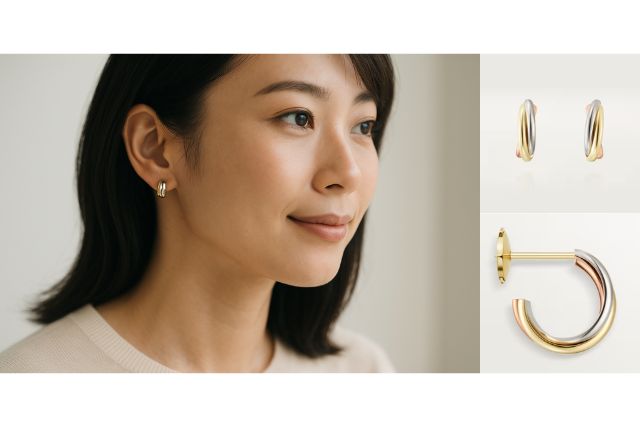 カルティエ トリニティ ピアス SMの着用イメージ