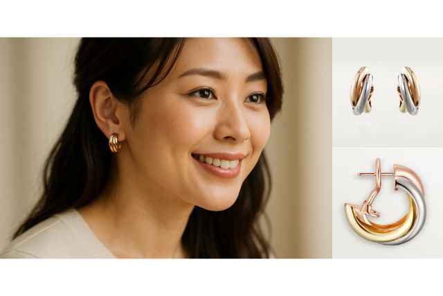 カルティエ トリニティ ピアス クラシックの着用イメージ