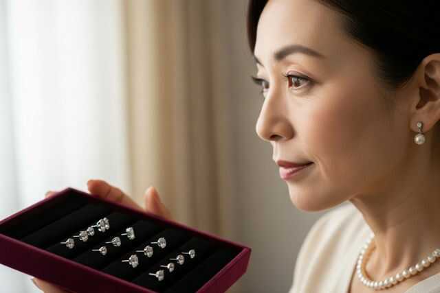 50代の一粒ダイヤピアス、大きさの正解は?